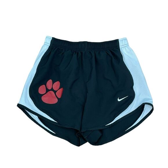 Nike DRI-Fit Tempo Brief Running Shorts Black White Lined Athletic Red Paw Print - Picture 1 of 3